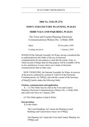 Town and Country Planning (Electronic Communications) (Wales) (No.1) Order 2004. (W.273)