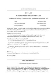 Water and Sewerage Undertakers (Inset Appointments) Regulations 2005
