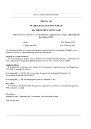Reservoirs (Panels of Civil Engineers) (Application and Fees) (Amendment) Regulations 2005