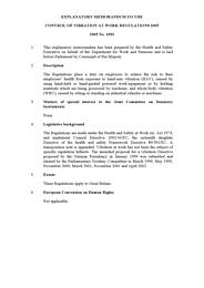 Explanatory Memorandum to the Control of Vibration at Work Regulations 2005. SI 2005/1093