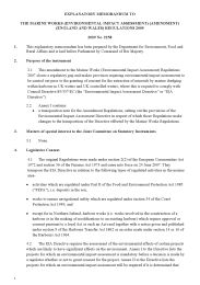 Explanatory Memorandum to the Marine Works (Environmental Impact ...