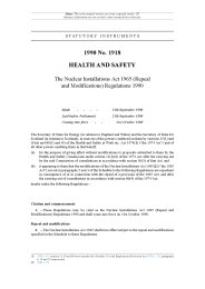Nuclear Installations Act 1965 (Repeal and Modifications) Regulations 1990
