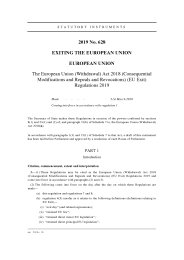 European Union (Withdrawal) Act 2018 (Consequential Modifications and Repeals and Revocations) (EU Exit) Regulations 2019