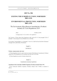 Environment (Miscellaneous Amendments) (Northern Ireland) (EU Exit) Regulations 2019
