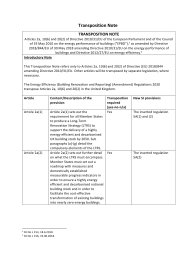 Transposition Note to the to the Energy Efficiency (Building Renovation and Reporting) (Amendment) Regulations 2020. SI 2020/563