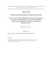 Town and Country Planning (Development Management Procedure, Listed Buildings and Environmental Impact Assessment) (England) (Coronavirus) (Amendment) Regulations 2020 (Includes correction slip issued June 2020)