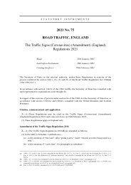 Traffic Signs (Coronavirus) (Amendment) (England) Regulations 2021