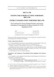 Ecodesign for Energy-Related Products and Energy Information (Amendment) (Northern Ireland) (EU Exit) Regulations 2021