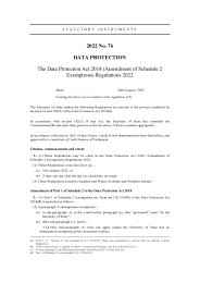 Data Protection Act 2018 (Amendment of Schedule 2 Exemptions) Regulations 2022