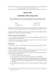 Construction Contracts (England) Exclusion Order 2022