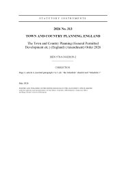 Town and Country Planning (General Permitted Development etc.) (England) (Amendment) Order 2026 (Includes correction slip issued May 2026)