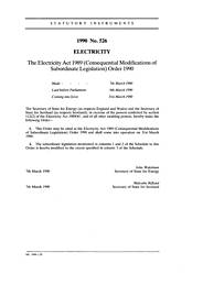 Electricity Act 1989 (Consequential Modifications of Subordinate Legislation) Order 1990