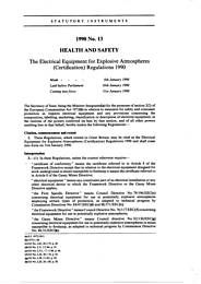 Electrical Equipment for Explosive Atmospheres (Certification) Regulations 1990