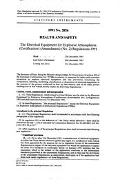 Electrical Equipment for Explosive Atmospheres (Certification) (Amendment) (No 2) Regulations 1991