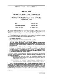 Street Works (Sharing of Costs of Works) Regulations 1992