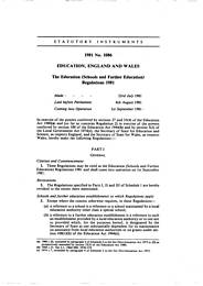 Education (Schools and Further Education) Regulations 1981