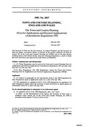 Town and Country Planning (Fees for Applications and Deemed Applications) (Amendment) Regulations 1992