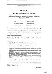 Urban Waste Water Treatment (England and Wales) Regulations 1994