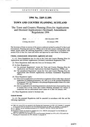 Town and Country Planning (Fees for Applications and Deemed Applications) (Scotland) Amendment Regulations 1994 (S.189)