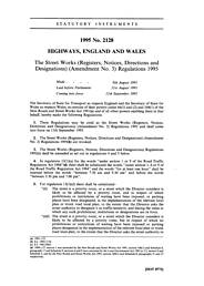 Street Works (Registers, Notices, Directions and Designations) (Amendment No.3) Regulations 1995
