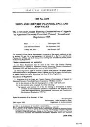 Town and Country Planning (Determination of Appeals by Appointed Persons) (Prescribed Classes) (Amendment) Regulations 1995