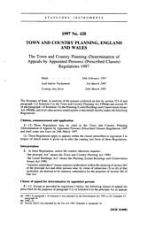 Town and Country Planning (Determination of Appeals by Appointed Persons) (Prescribed Classes) Regulations 1997