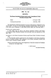 Homes Insulation Scheme and Grants (Amendment) Order (Northern Ireland) 1984