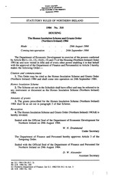 Homes Insulation Scheme and Grants Order (Northern Ireland) 1984