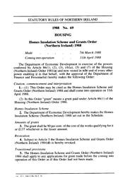 Homes Insulation Scheme and Grants Order (Northern Ireland) 1988
