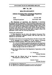 Asbestos (Licensing) (Fees Amendment) Regulations (Northern Ireland) 1989