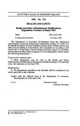Health and Safety (Miscellaneous Modifications) Regulations (Northern Ireland) 1991