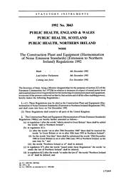 Construction Plant and Equipment (Harmonisation of Noise Emission Standards) (Extension to Northern Ireland) Regulations 1992