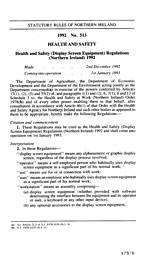 Health and Safety (Display Screen Equipment) Regulations (Northern Ireland) 1992