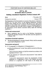 Building (Amendment) Regulations (Northern Ireland) 1997