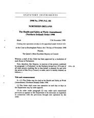 Health and Safety at Work (Amendment) (Northern Ireland) Order 1998
