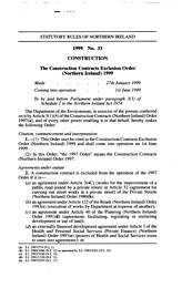 Construction Contracts Exclusion Order (Northern Ireland) 1999