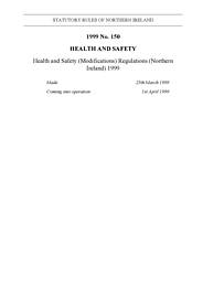 Health and Safety (Modifications) Regulations (Northern Ireland) 1999