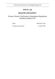 Pressure Vessels (Verification) (Amendment) Regulations (Northern Ireland) 1999