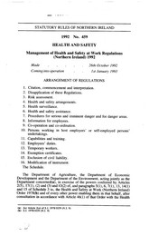 Management of Health and Safety at Work Regulations (Northern Ireland) 1992