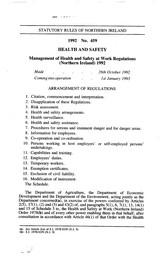 Management of Health and Safety at Work Regulations (Northern Ireland) 1992