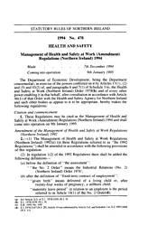 Management of Health and Safety at Work (Amendment) Regulations (Northern Ireland) 1994