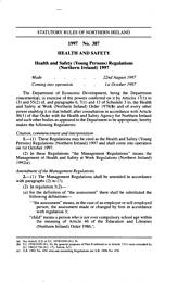Health and Safety (Young Persons) Regulations (Northern Ireland) 1997