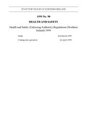 Health and Safety (Enforcing Authority) Regulations (Northern Ireland) 1999