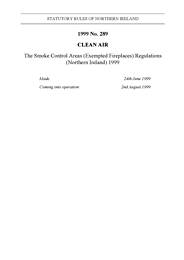 Smoke Control Areas (Exempted Fireplaces) Regulations (Northern Ireland) 1999