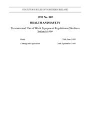 Provision and Use of Work Equipment Regulations (Northern Ireland) 1999