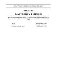 Traffic Signs (Amendment) Regulations (Northern Ireland) 1999