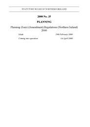 Planning (Fees) (Amendment) Regulations (Northern Ireland) 2000