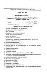 Management of Health and Safety at Work Regulations (Northern Ireland) 2000