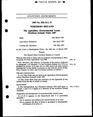Agriculture (Environmental Areas) (Northern Ireland) Order 1987