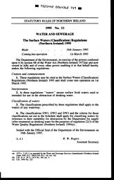 Surface Waters (Classification) Regulations (Northern Ireland) 1995